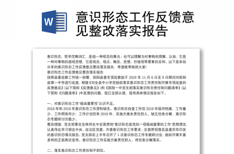 意识形态工作反馈意见整改落实报告