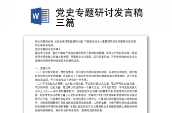 党史专题研讨发言稿三篇