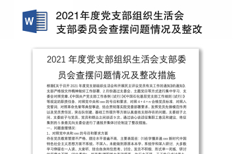 年度党支部组织生活会支部委员会查摆问题情况及整改措施