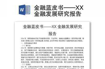 金融蓝皮书——XX金融发展研究报告