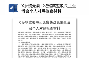 X乡镇党委书记巡察整改民主生活会个人对照检查材料