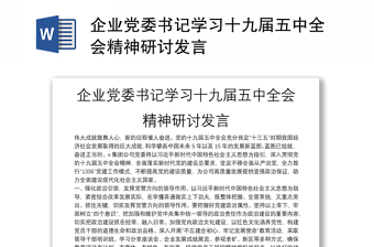 企业党委书记学习十九届五中全会精神研讨发言