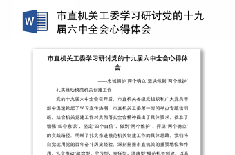 市直机关工委学习研讨党的十九届六中全会心得体会