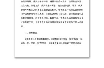 关于适应新时代要求大力发现培养选拔优秀年轻干部的规划工作方案