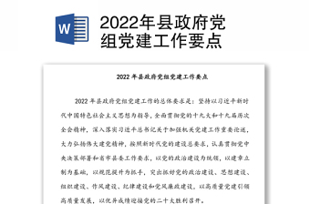 年县政府党组党建工作要点