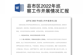 县市区2022年巡察工作开展情况汇报