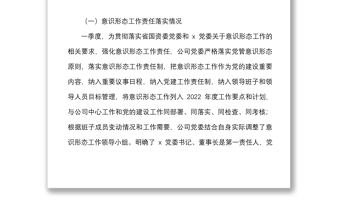 年第一季度意识形态分析研判报告范文国企集团公司工作汇报总结