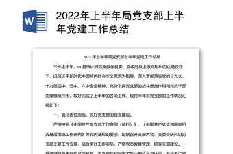 上半年局党支部上半年党建工作总结汇报