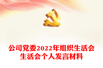 公司党委2022年组织生活会生活会个人发言材料