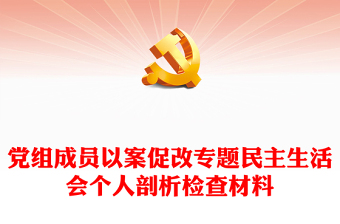 党组成员以案促改专题民主生活会个人剖析检查材料