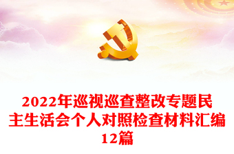 2022年巡视巡查整改专题民主生活会个人对照检查材料汇编12篇