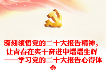 深刻领悟党的二十大报告精神，让青春在实干奋进中熠熠生辉 ——学习党的二十大报告心得体会