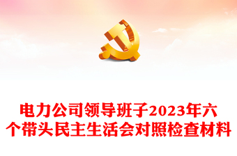 电力公司领导班子2023年六个带头民主生活会对照检查材料