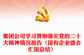 国企集团公司学习贯彻落实党的二十大精神情况报告