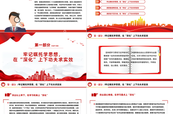 牢记嘱托学思想感恩奋进铸忠诚PPT党政风质感扎实推动新时代党的创新理论深化内化转化新思想微宣讲
