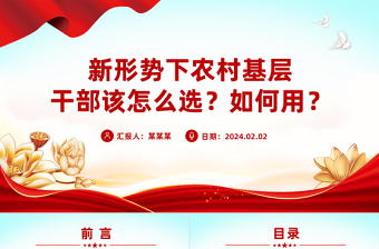 农村基层干部PPT党政风新形势下农村基层干部该怎么选如何用微党课