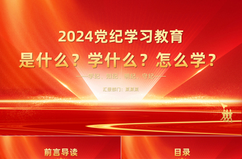 2024党纪学习教育是什么学什么怎么学PPT红色大气党的纪律建设专题党课课件