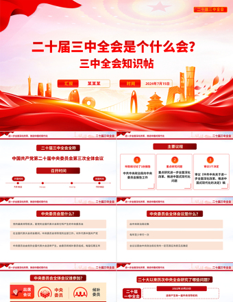二十届三中全会是个什么会PPT精美简洁2024党政知识帖宣讲课件