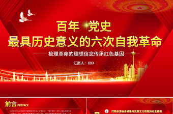 最具历史意义的六次自我革命PPT建党100周年专题辅导党课课件PPT模板