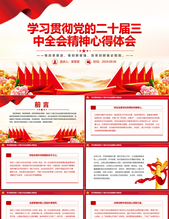 2024党的二十届三中全会精神学习心得体会PPT模板