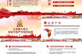 严守纪律加强修养PPT红色党政风做一名新时代合格党员干部党政学习党课模板