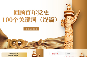 建党100周年回顾百年党史100个关键词PPT模板（终篇）