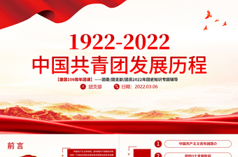 1922-百年团史PPT党政风简约庆祝中国共青团建团100周年专题团课课件模板下载