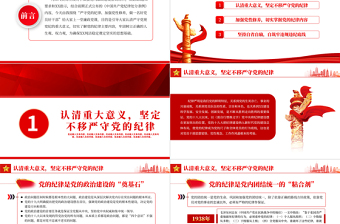 严守党的纪律加强党性修养做一名好党员好干部PPT党政风党员干部廉政专题微党课课件模板