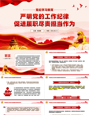 2024党纪学习教育之严明党的工作纪律促进履职尽责担当作为PPT下载