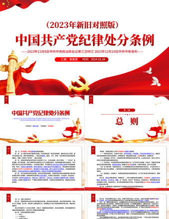 《中国共产党纪律处分条例》新旧对照党课课件PPT简约党政风加强党的纪律建设下载