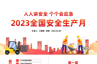 2023安全生产月PPT简洁大气人人讲安全个个会应急企业安全生产专题课件下载