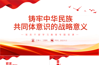 铸牢中华民族共同体意识的战略意义PPT党政风党员干部学习教育专题党课