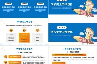 学校秋季安全工作会议PPT简约卡通风新学期秋季开学校园安全工作会议内容汇报课件模板