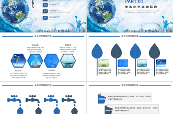 蓝色节约用水保护水资源动态ppt模板