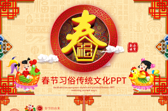 原创新年春节习俗民俗传统文化PPT模板-版权可商用