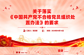 党建风关于落实《中国共产党不合格党员组织处置办法》的要求PPT下载