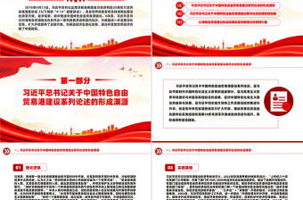 创意精美风关于中国特色自由贸易港建设系列论述的形成渊源原创性贡献和实践要求PPT下载