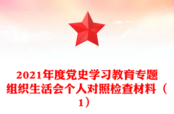 年度党史学习教育专题组织生活会个人对照检查材料（1）