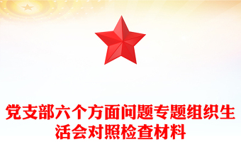 党支部六个方面问题专题组织生活会对照检查材料