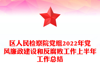 区人民检察院党组党风廉政建设和反腐败工作上半年工作总结汇报