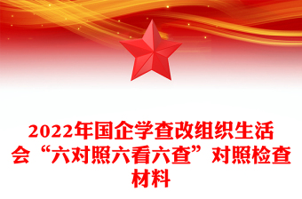 年国企学查改组织生活会“六对照六看六查”对照检查材料