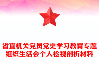 省直机关党员党史学习教育专题组织生活会个人检视剖析材料