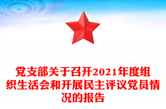 党支部关于召开2021年度组织生活会和开展民主评议党员情况的报告