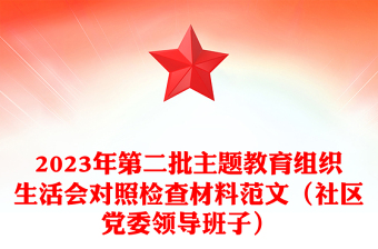 2023年第二批主题教育组织生活会对照检查材料范文（社区党委领导班子）