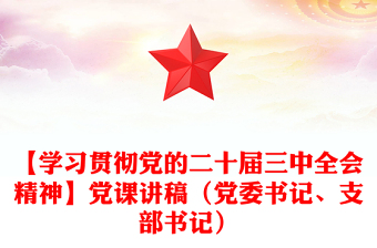 【学习贯彻党的二十届三中全会精神】党课讲话稿（党委书记、支部书记）