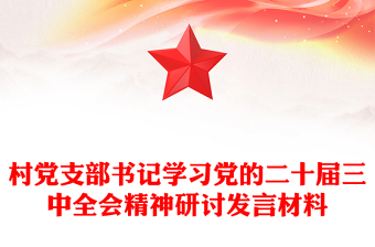 村党支部书记学习党的二十届三中全会精神研讨发言材料汇编