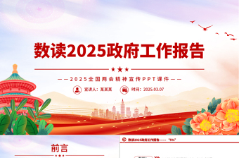 精美大气数读两会PPT2025政府工作报告解读课件下载