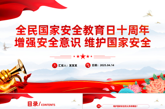 大气精美全民国家安全教育日十周年PPT增强安全意识维护国家安全学习课件