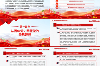 红色简洁从党史里看作风在实践中悟清廉PPT作风建设主题党课下载
