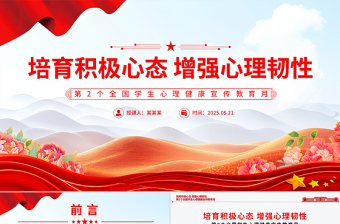 2025培育积极心态增强心理韧性PPT第2个全国学生心理健康宣传教育月课件